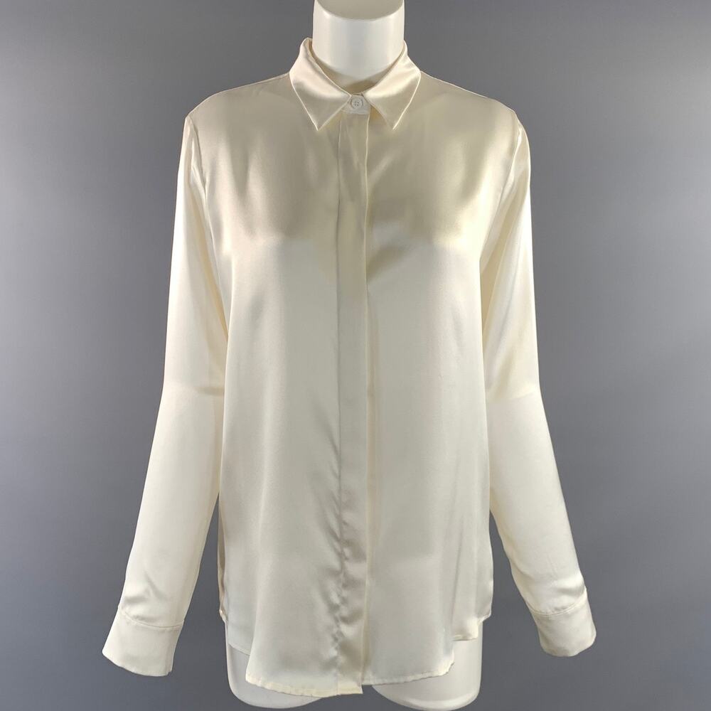 ENZA COSTA Size S White Silk Button Up Blouse